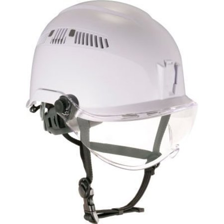 ERGODYNE Skullerz 8975V Class C Safety Helmet with Visor Kit, Anti-Fog Clear Lens, White 60219